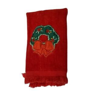 Christmas Wreath Red Hand Towel Unbranded Great used condition